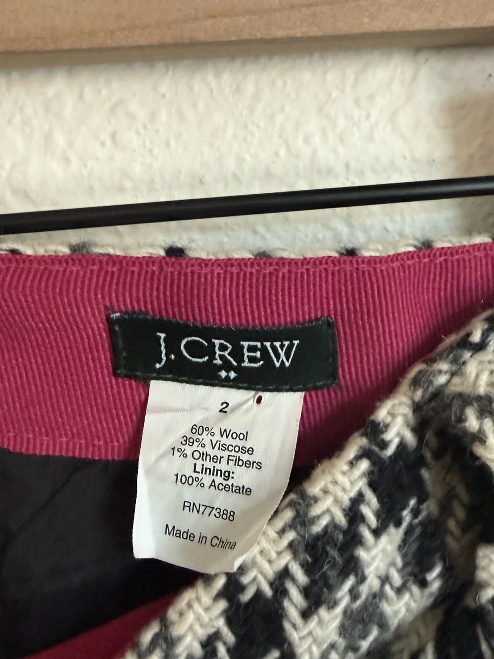 Y2K J Crew Wool Blend Houndstooth Mini Skirt Preppy Old Money Academia - Picture 6 of 7